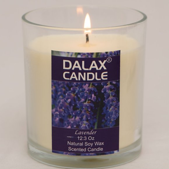 Set of 2, Lavender and Vanilla-Cinnamon Natural Soy Wax Candle Glass Jar Candle - Picture 5 of 7